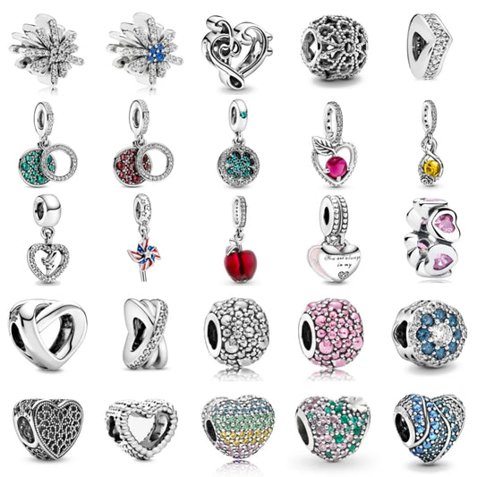 CHARM STERLING SILVER CUORI NEVE SWAROSKY MELA GIRANDOLA
