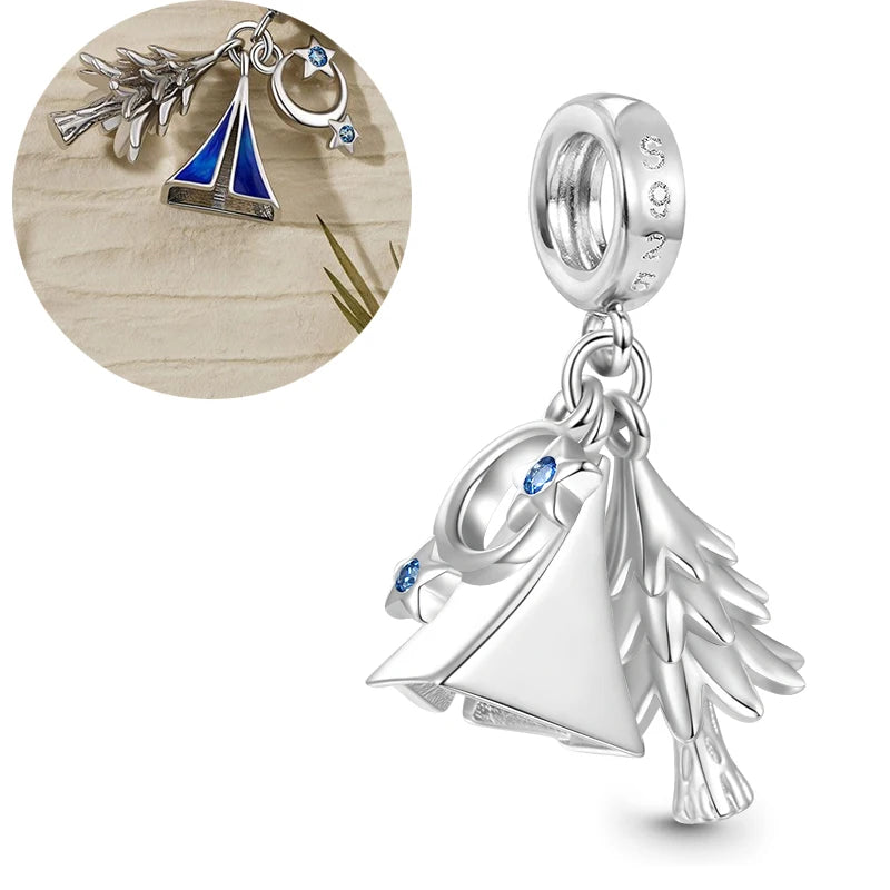 CHARM STERLING SILVER 925 PENDENTI FIORI ANIMALI PORTAFORTUNA