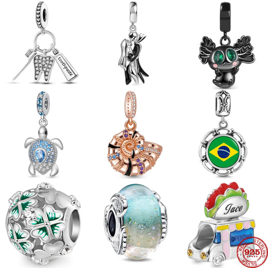 CHARM STERLING SILVER 925 DENTISTA PERSONAGGI LUMACA MARE BANDIERA MARE CASA CAMIONCINO