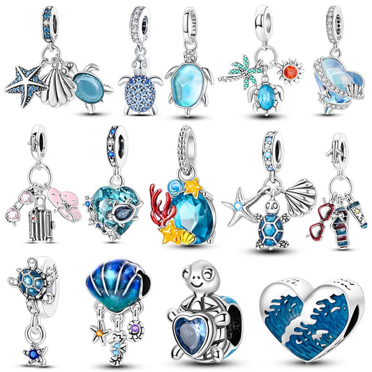 CHARM STERLING SILVER 925 MARE ANIMALI CATENE PORTAFORTUNA