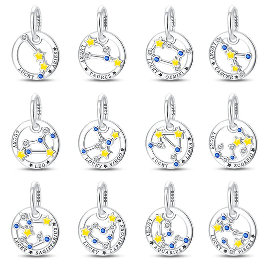 CHARM STERLING SILVER 925 ZODIACO CHE SI ILLUMINA DI NOTTE