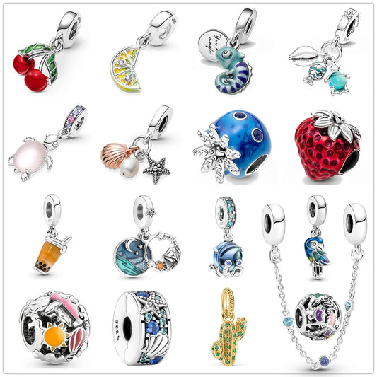 CHARM STERLING SILVER MARE FRUTTA PORTAFORTUNA