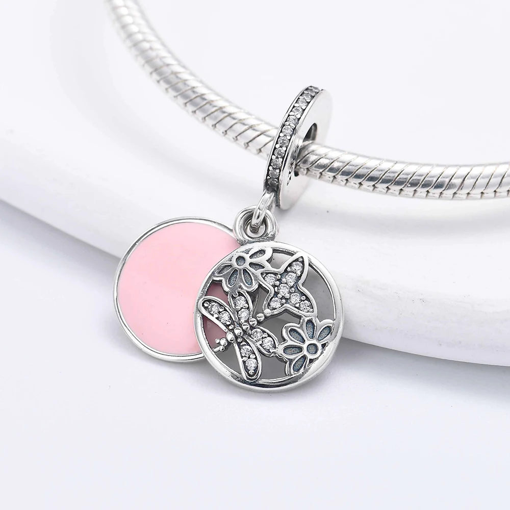 CHARM STERLING SILVER 925 PENDENTI FIORI ANIMALI PORTAFORTUNA