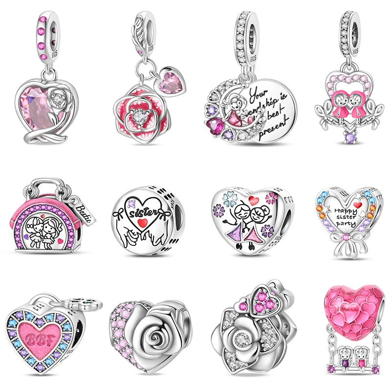 CHARM STERLING SILVER 925 LINEA COLOR FAMILY SISTER BEST FRIENDS