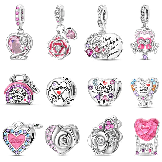 CHARM STERLING SILVER 925 LINEA COLOR FAMILY SISTER BEST FRIENDS